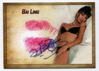 Bai Ling Autograph Kiss Print Card Playboy Star Wars 2018 Collectors Expo