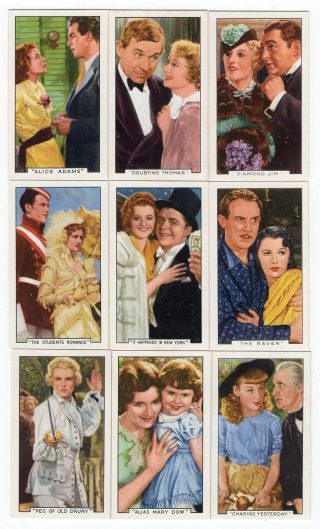 9 1936 Film Cards Will Rogers Katharine Hepburn Fred Macmurray Eddie Arnold,