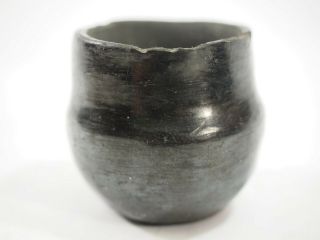 Antique Santa Clara Pueblo Blackware Pottery Bowl Dated 1900
