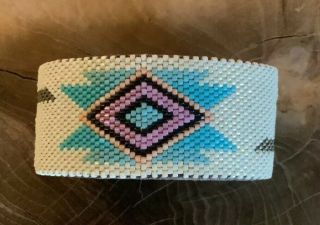 Vintage Native American Beaded Necklace With Matching Beaded Wrist Cuff 5