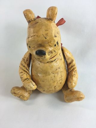 Vintage Classic Disney Winnie The Pooh Wood Look Resin Jointed Charpente 8”tall