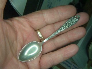 Vintage Sterling Silver 1954 Disneyland Souvenir Spoon 4 1/8 Inches Long Exc Con