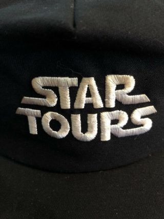 Vintage Disney World Star Tours Snap Back Adjustable Black Baseball Hat Cap 1986