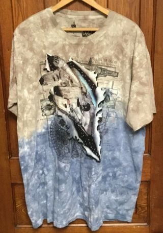 Rare Star Wars Disney Parks Millennium Falcon T - Shirt L Large Galaxy’s Edge Land