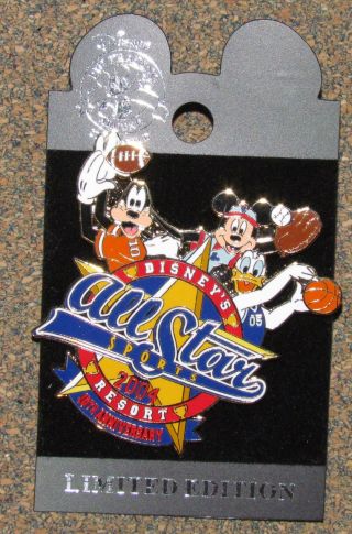 B5 Pin Disney All Star Mickey Donald Goofy Limited Edition 500 Sports Rare Card