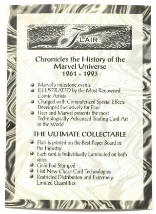 Marvel Universe 1992 - 1993 Flair ' 93 Promo Card Uncut Sheet Spiderman X - Men 2