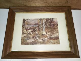 Vintage C.  M.  Russell Print " A Doubtful Guest " Framed