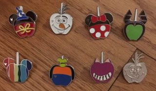 Complete Set Of 7 Disney Candy Apple Hidden Mickey Trading Pin Pins