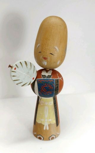 Vintage Wooden Japanese Kokeshi Doll 5 1/2 " Tall Bobble Head