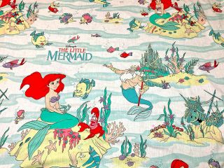 Disney The Little Mermaid Ariel TWIN Flat Sheet Vintage 90s Trident Sebastian 4
