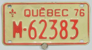 1976 Quebec Motorcycle License Small Plate M - 62383 - Motorcycle - Harley/indian/