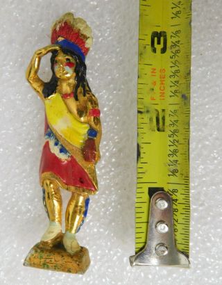 Vintage or antique Native American Indian Chief painted enamel metal pin 2