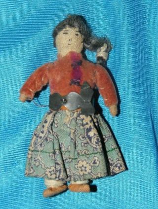 3 " Old Antique Miniature Native American Indian Cloth Doll