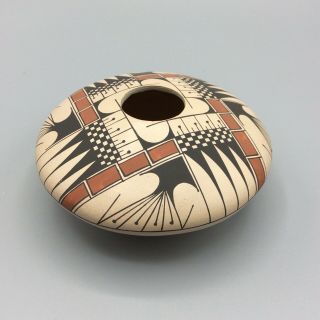 Vintage Mata Ortiz Mexico Pottery Seed Pot - Signed By Artist - Angel Amaya