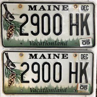Maine Chickadee License Plate Matching Pair 2005 Registration