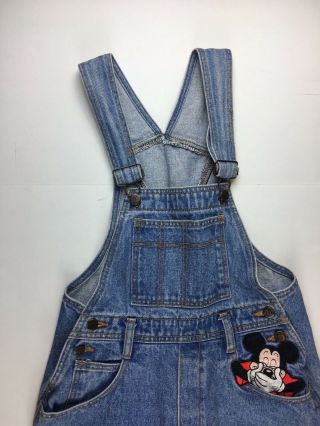 Vintage Disney Micky Mouse Inc Minnie Overall Women Sz Medium Denim Front Pocket 3