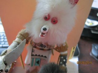 KACHINA SIGNED white wolf by VIRGINA BEN Wood Indian Doll Figurine 13 