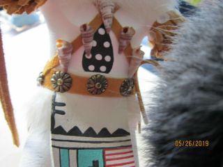 KACHINA SIGNED white wolf by VIRGINA BEN Wood Indian Doll Figurine 13 