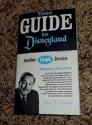 Nm Disney Official Sponsor " Ina Insurance Co.  " Disneyland Guide Book - 33 Pages
