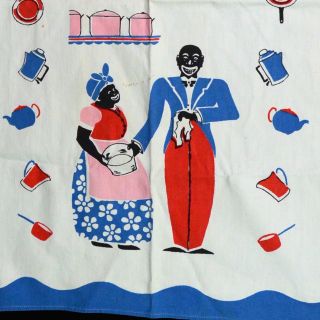 Vtg.  Aunt Jemima & Uncle Mose Black Americana Cotton Tea/dish Towel 26  X 15