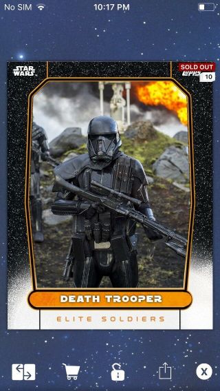Topps Star Wars Digital Card Trader Orange Elite Soldiers 2 Death Trooper Insert