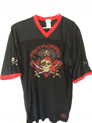 Pirates Of The Caribbean Jersey Captain Jack Disneyland Disney Shirt Mens L