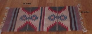 Vintage Navajo Rug Native American Indian Weaving Wool Saddle Blanket (39x21)