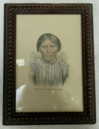 Framed Drawing Of Modoc Chief Captain Jack - - Nr