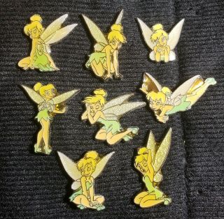 Rare Disney Tinker Bell Mini Pin Set 8 Pins Tinkerbell Peter Pan Disneyland