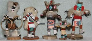 5 Wooden Kachina Native American Spirit Doll Indian Figure Statues Hopi,  Navaho?