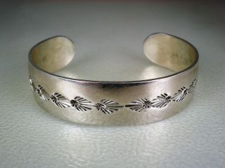 Vintage Ivan Howard Navajo Hand Stamped Sterling Silver Bracelet Signed & Dated