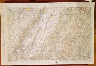 Hubbard Topographic Relief Map 3 - D Charlottesville,  Va Appalachian Mtns 31x21vtg
