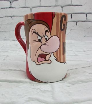 Disney Snow White Dwarfs Grumpy Embossed Coffee Cup Mug Red Large 5 " Tall