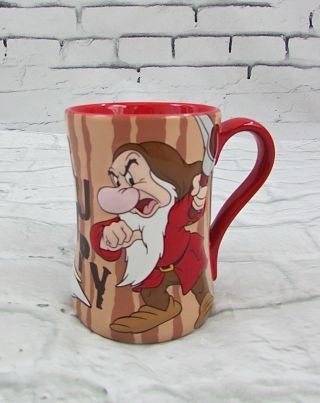 Disney Snow White Dwarfs Grumpy Embossed Coffee Cup Mug Red Large 5 