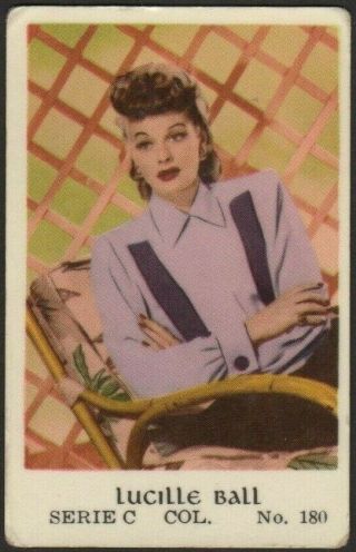 Lucille Ball - 1953 Vintage Swedish/dutch Serie C Movie Star Gum Card 180