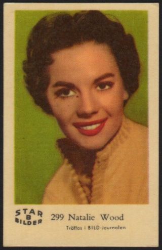Natalie Wood - 1962 Vintage Swedish Star Bilder B Set Movie Star Gum Card 299