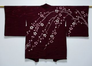 Japanese Kimono Silk Haori / Shibori / Rare Pattern / Purple / Silk Fabric /161