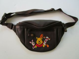 Embroidered Disney Store Winnie The Pooh Tigger Piglet Faux Leather Fanny Pack
