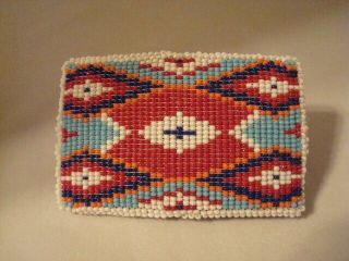 Vintage Native American Sioux Hand Beaded Belt Buckle