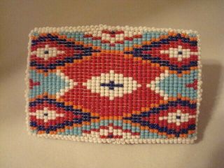 Vintage Native American Sioux Hand Beaded Belt Buckle 2