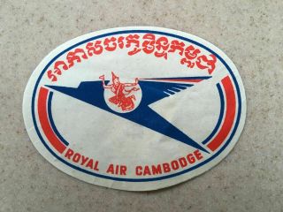 Vintage Royal Air Cambodge Luggage Label