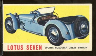 1961 Topps Sports Cars 1 Lotus Seven (vg - Ex) Wax On Back (anm1)