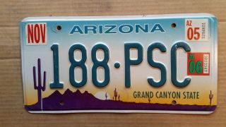 License Plate,  Arizona,  Sunset,  Saguaro Cacti,  Grand Canyon State,  188 Psc