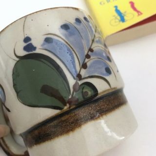 Vintage Ken Edwards Tonala Mexican Pottery Mug Cup Blue Bird Signed KE Mexico 4