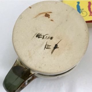 Vintage Ken Edwards Tonala Mexican Pottery Mug Cup Blue Bird Signed KE Mexico 6
