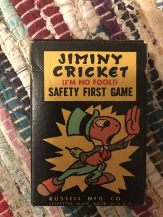 Vintage 1950 Disney Jiminy Cricket Safety First Game With Cards