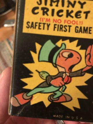 Vintage 1950 Disney Jiminy Cricket Safety First Game with Cards 3
