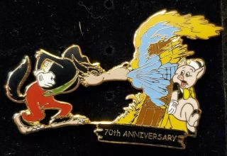 Disney Pin 100 Authentic 22510 Wdw 3 Little Pigs 70th Anniversary Straw J65