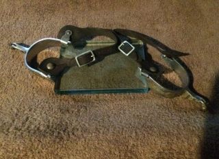 Vintage Cowboy Western Boot SPURS w/ LEATHER STRAP 10 Point 5