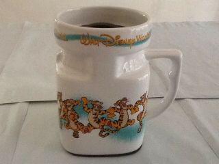 Disney Bouncing Tigger Ceramic Coffee Mug Square Cup W/plastic Lid Felt Base